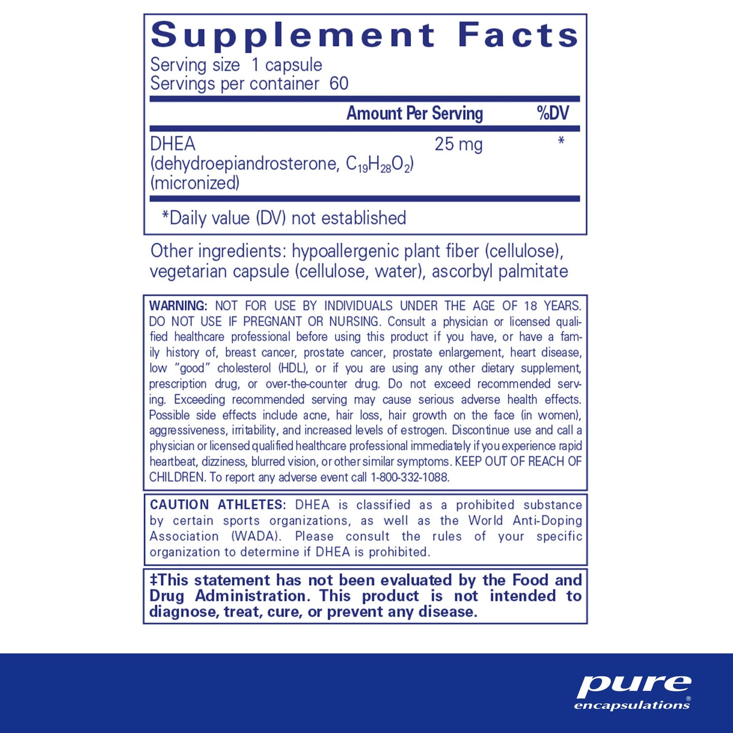 Pure Encapsulations DHEA 25mg 180