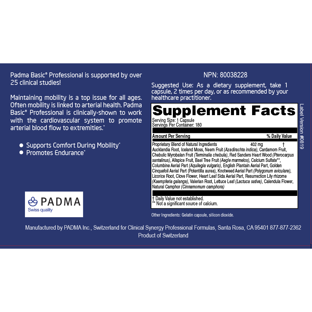 Clinical Synergy Formulas PADMA Basic Professional 180 capsules