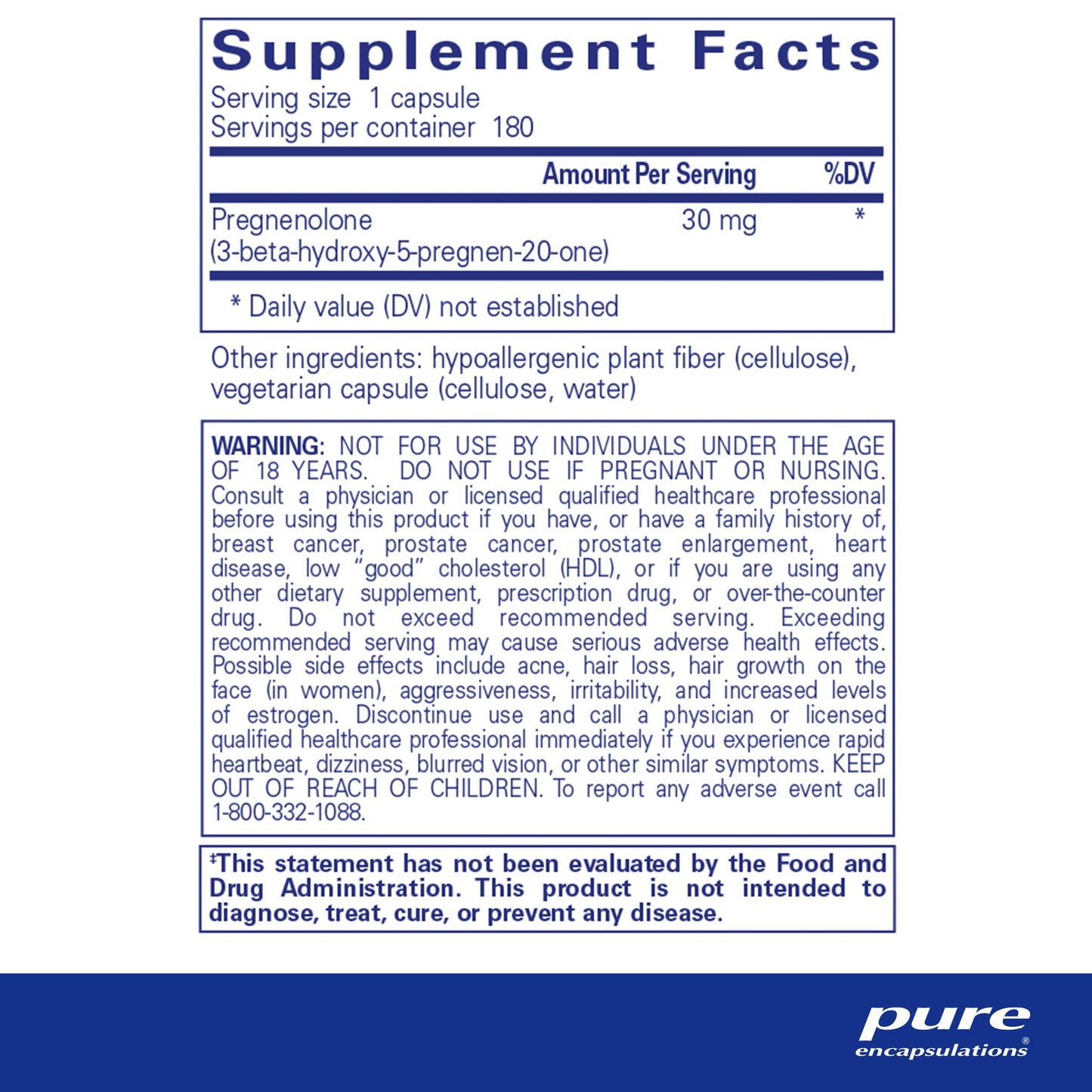 Pure Encapsulations Pregnenolone 30mg 180