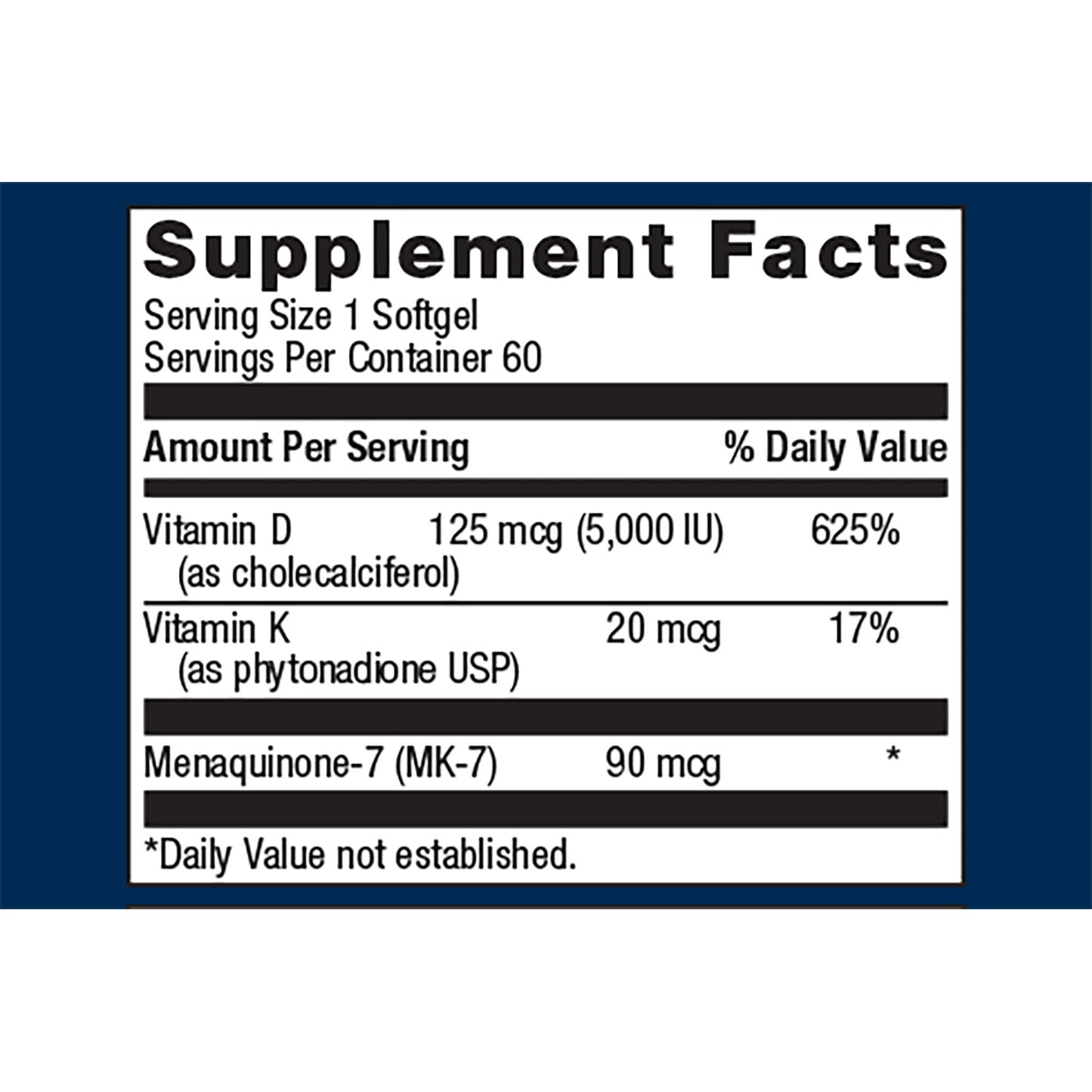 Metagenics D3 5,000+K 60 softgels