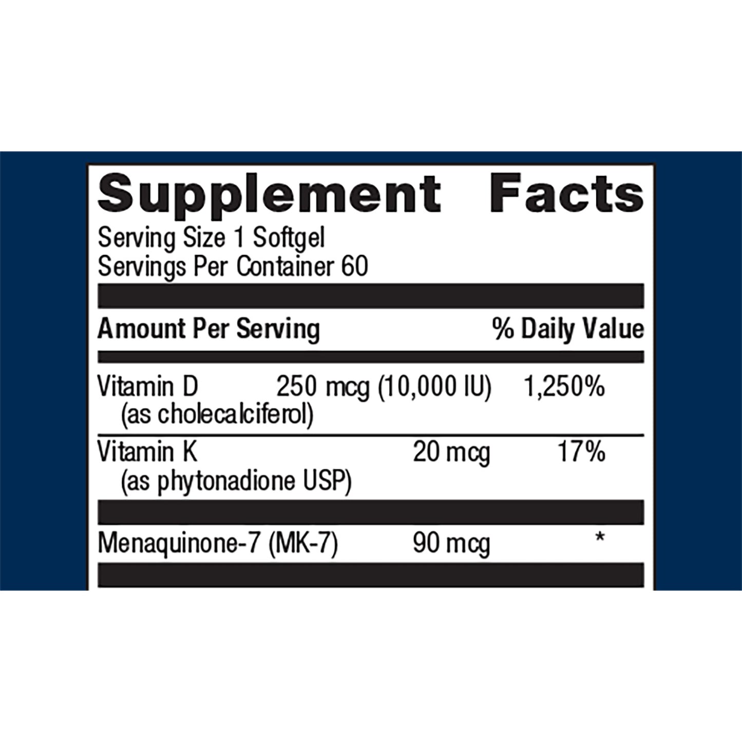 Metagenics D3 10,000 + K 60 softgels